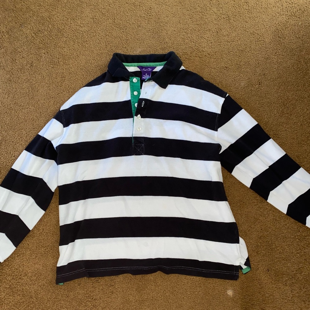 Hunt club - Ralph Lauren vintage button up striped heavyweight polo size L